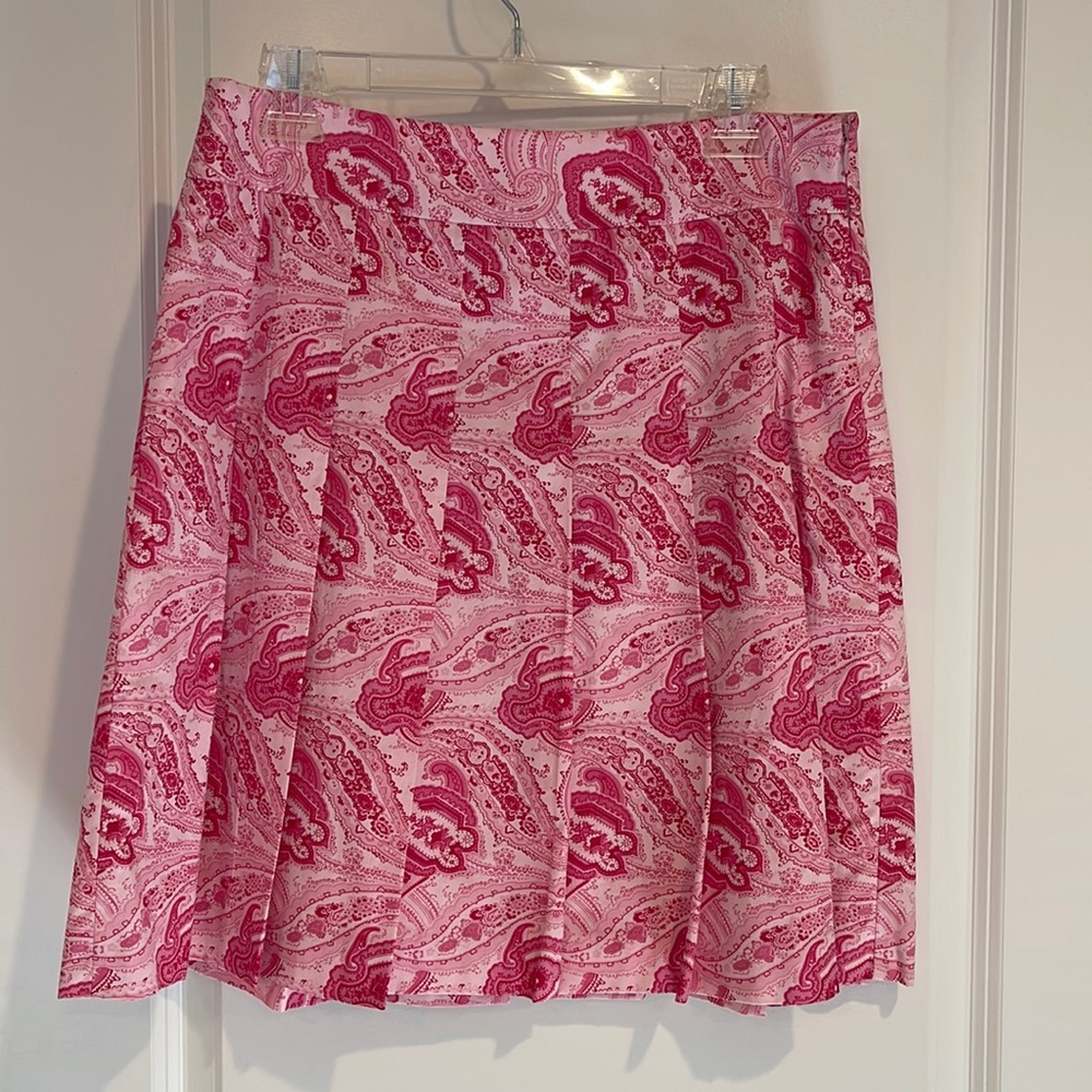 J Crew Pink Paisley Print Pleated Skirt